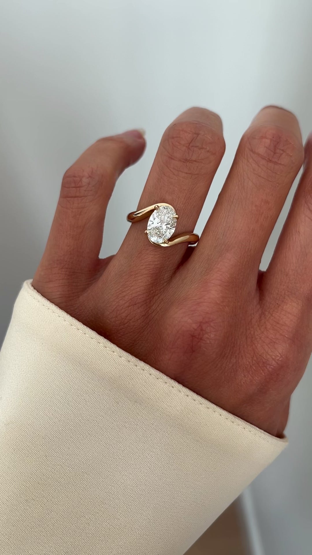 2.0CT - 4.0CT Oval Cut Lab Grown Diamond Bypass Band Engagement Statement Ring