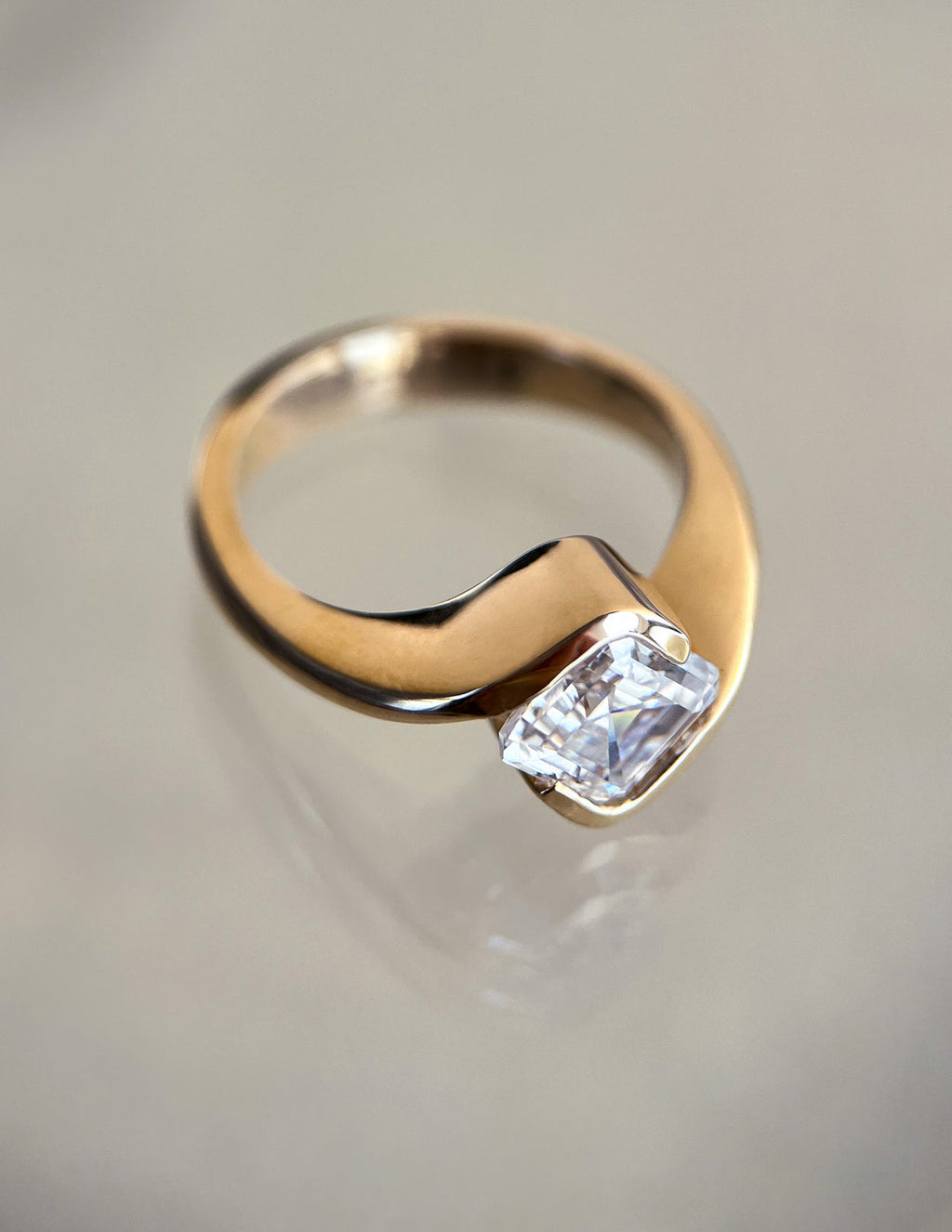 2.0CT - 4.0CT Asscher Cut Lab Grown Diamond Antique Solitaire Engagement Ring