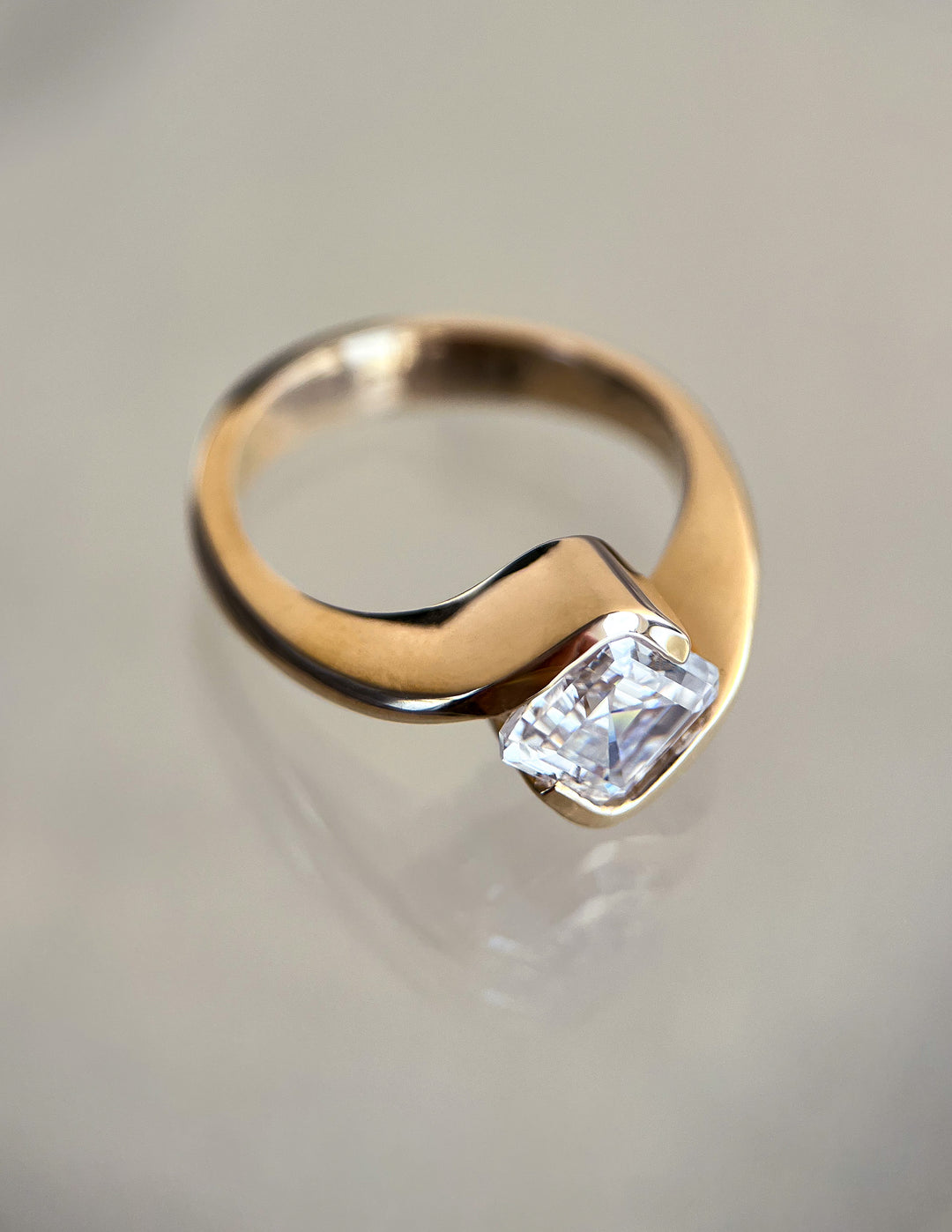 2.0CT - 4.0CT Asscher Cut Lab Grown Diamond Antique Solitaire Engagement Ring