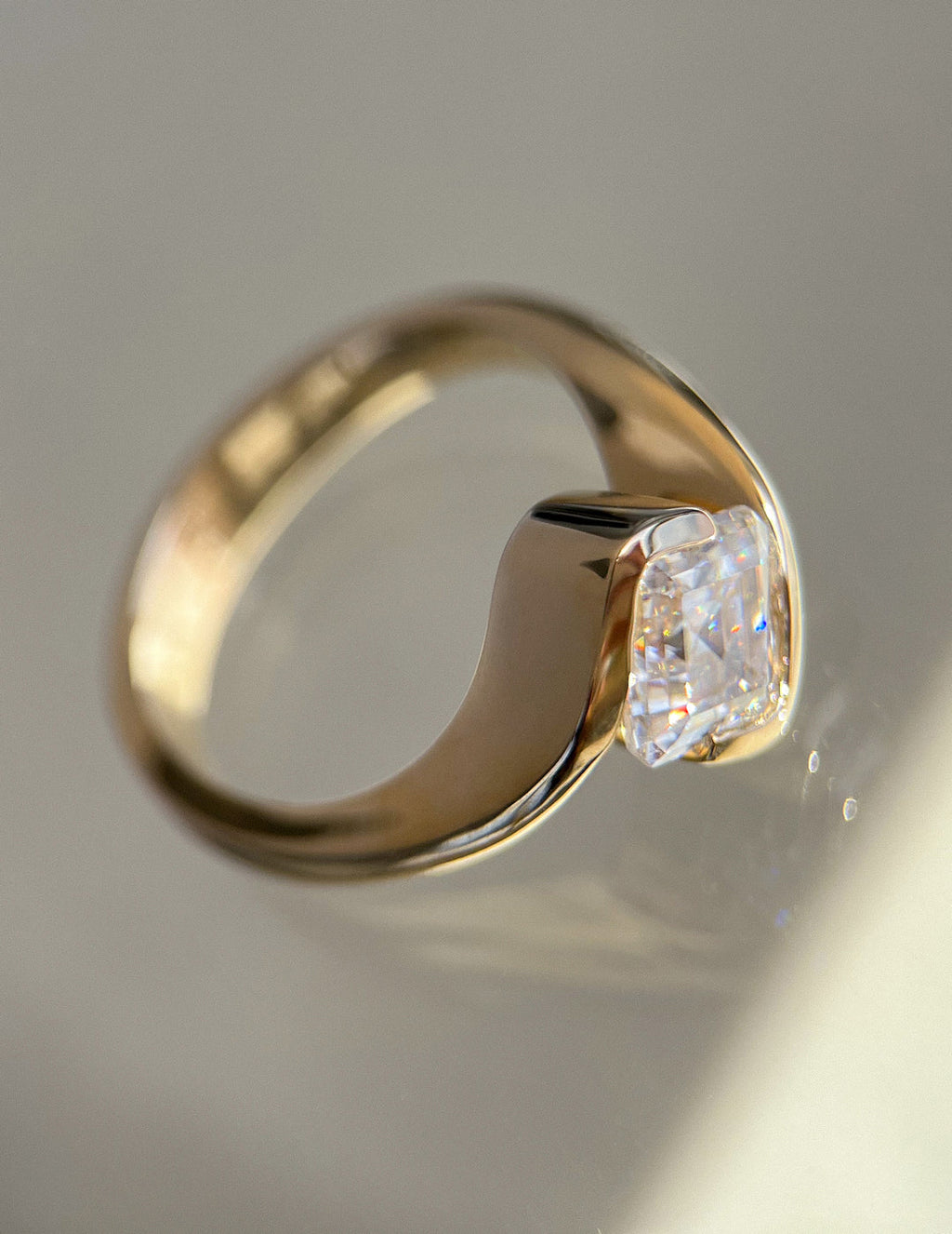2.0CT - 4.0CT Asscher Cut Lab Grown Diamond Antique Solitaire Engagement Ring