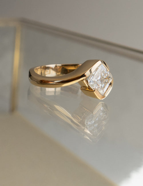 2.0CT - 4.0CT Asscher Cut Lab Grown Diamond Antique Solitaire Engagement Ring