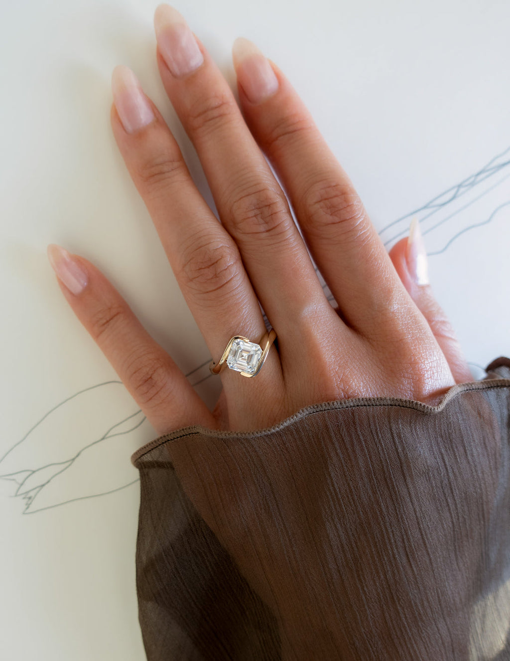 2.0CT - 4.0CT Asscher Cut Lab Grown Diamond Antique Solitaire Engagement Ring