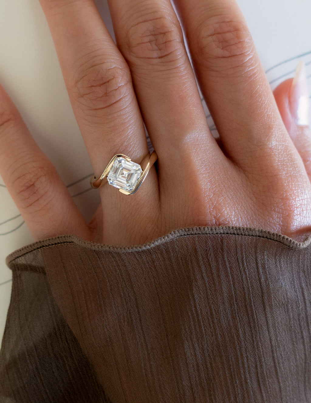 2.0CT - 4.0CT Asscher Cut Lab Grown Diamond Antique Solitaire Engagement Ring