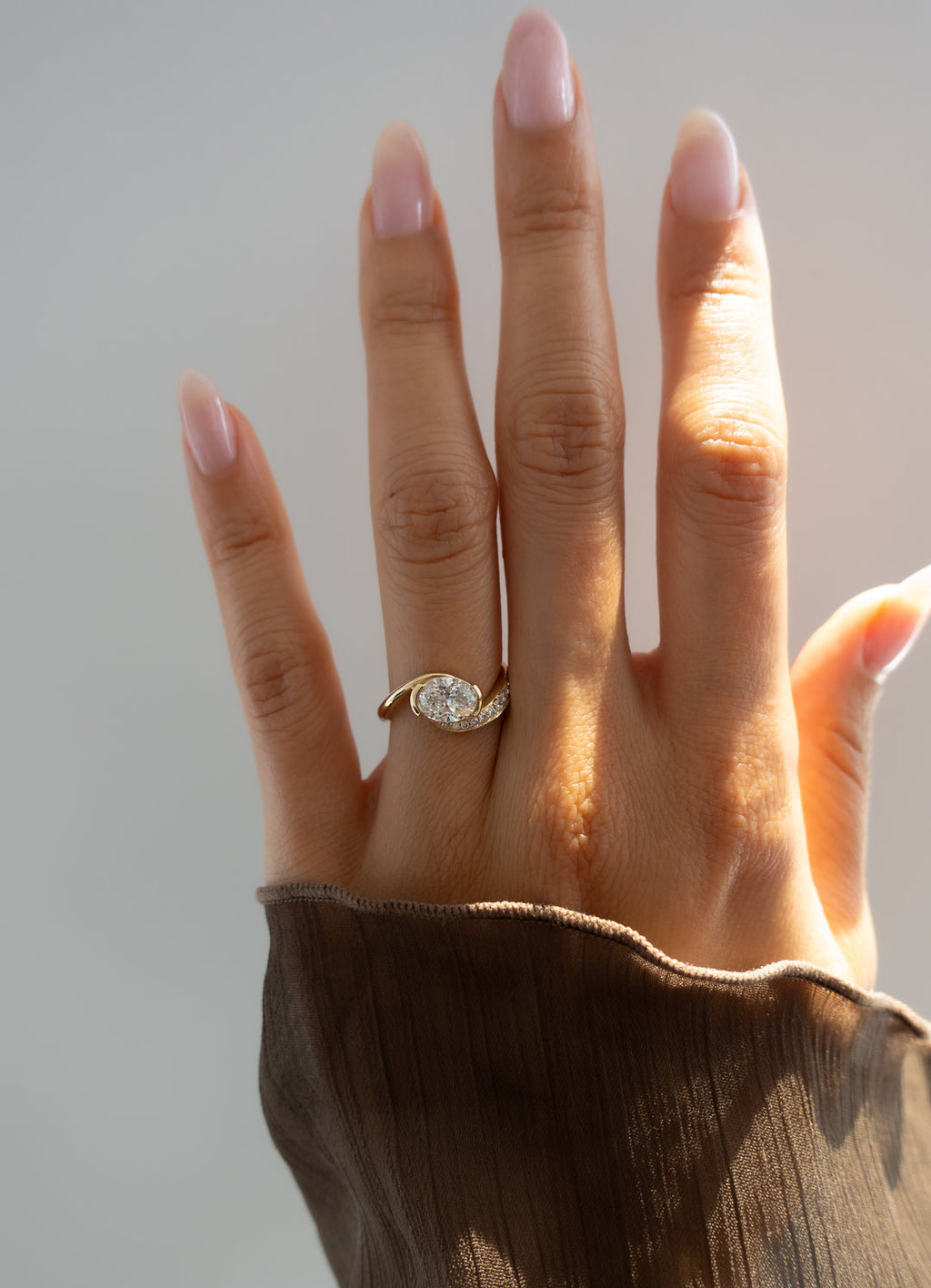 2.0CT - 4.0CT Oval Cut Lab Grown Diamond Unique Pave Set Engagement Ring