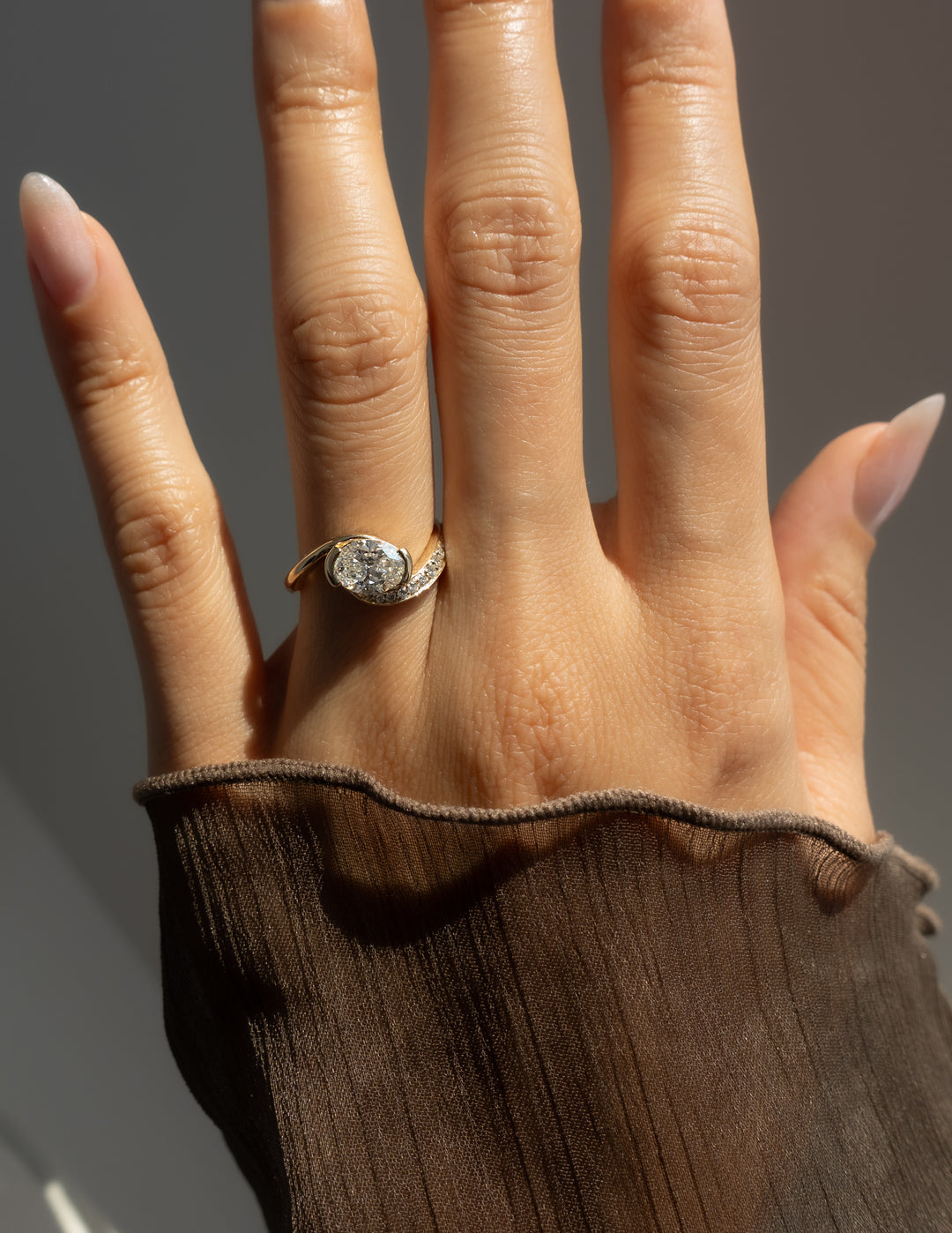 2.0CT - 4.0CT Oval Cut Lab Grown Diamond Unique Pave Set Engagement Ring