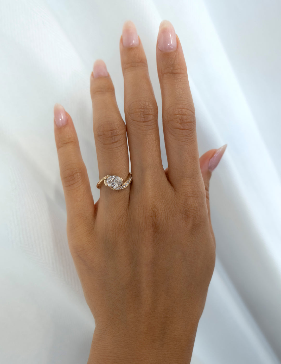 2.0CT - 4.0CT Oval Cut Lab Grown Diamond Unique Pave Set Engagement Ring