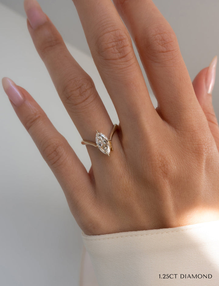 2.0CT Marquise Cut Moissanite Unique Engagement Ring