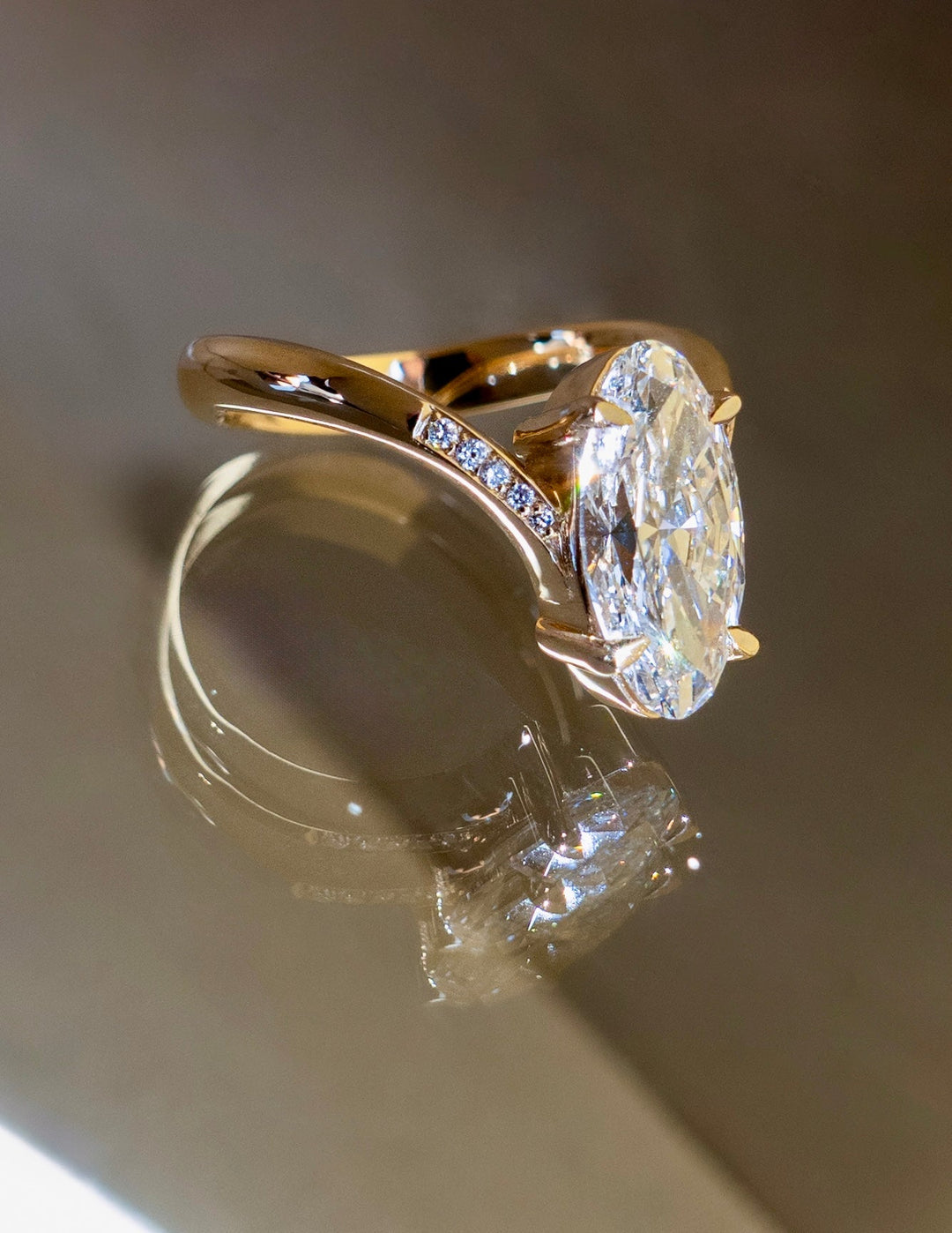 2.0CT - 4.0CT Unique Elongated Moval Cut Lab Grown Pave Set Diamond Engagement Ring