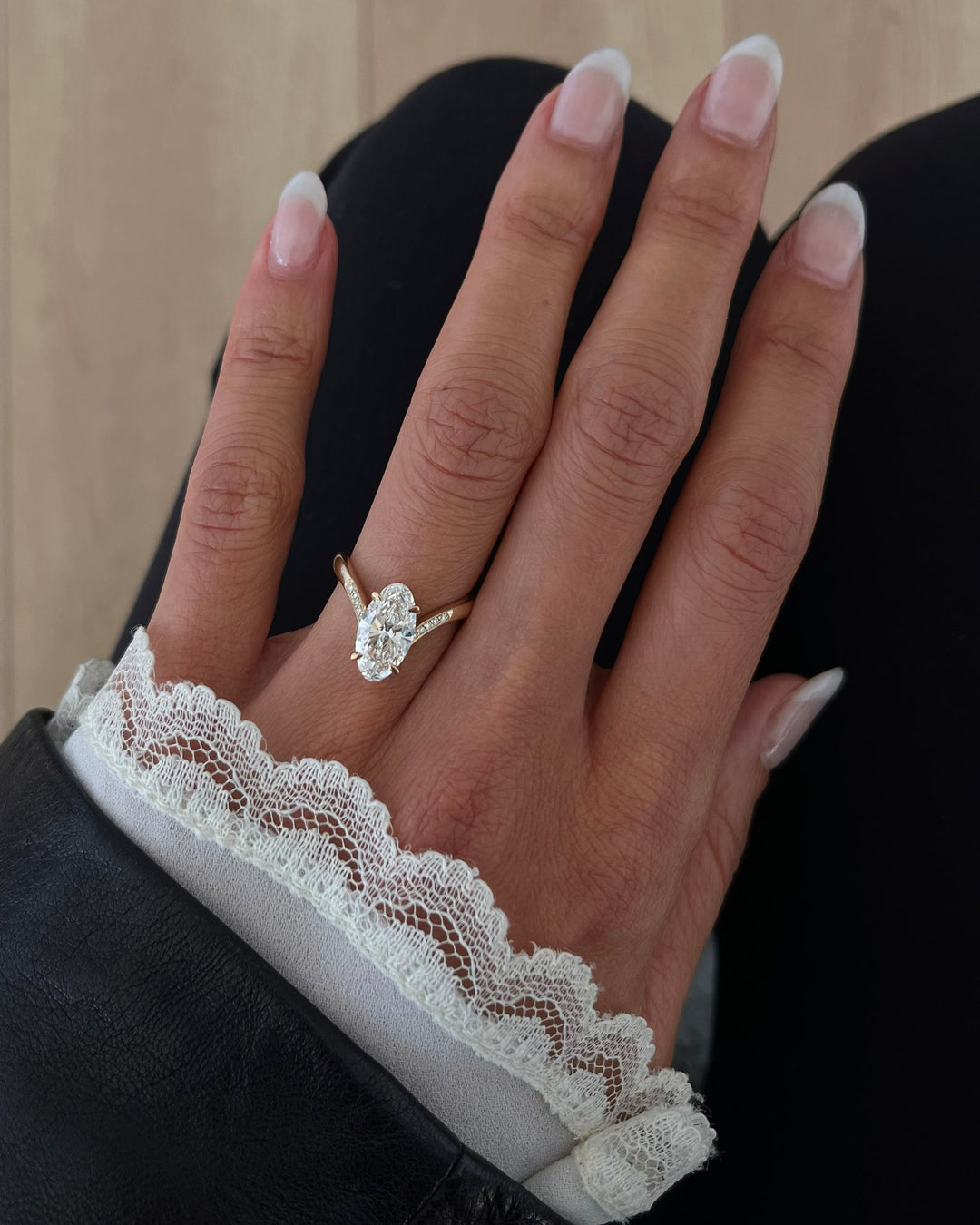 2.0CT - 4.0CT Unique Elongated Moval Cut Lab Grown Pave Set Diamond Engagement Ring