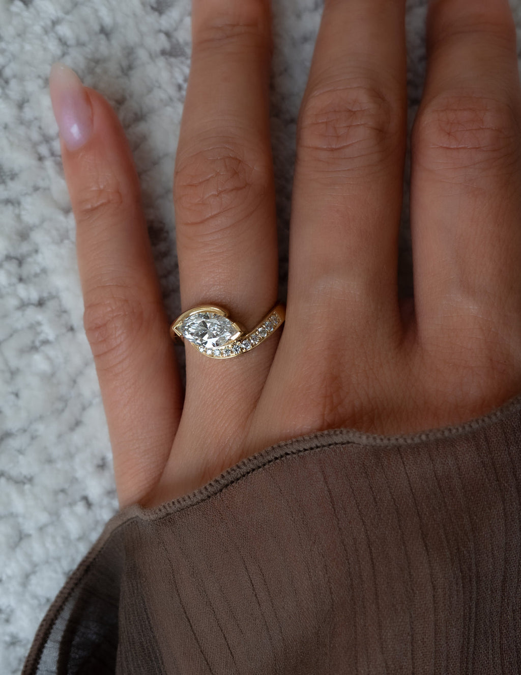 2.0CT - 4.0CT East West Marquise Lab Grown Diamond Bypass Ring | Solid Gold