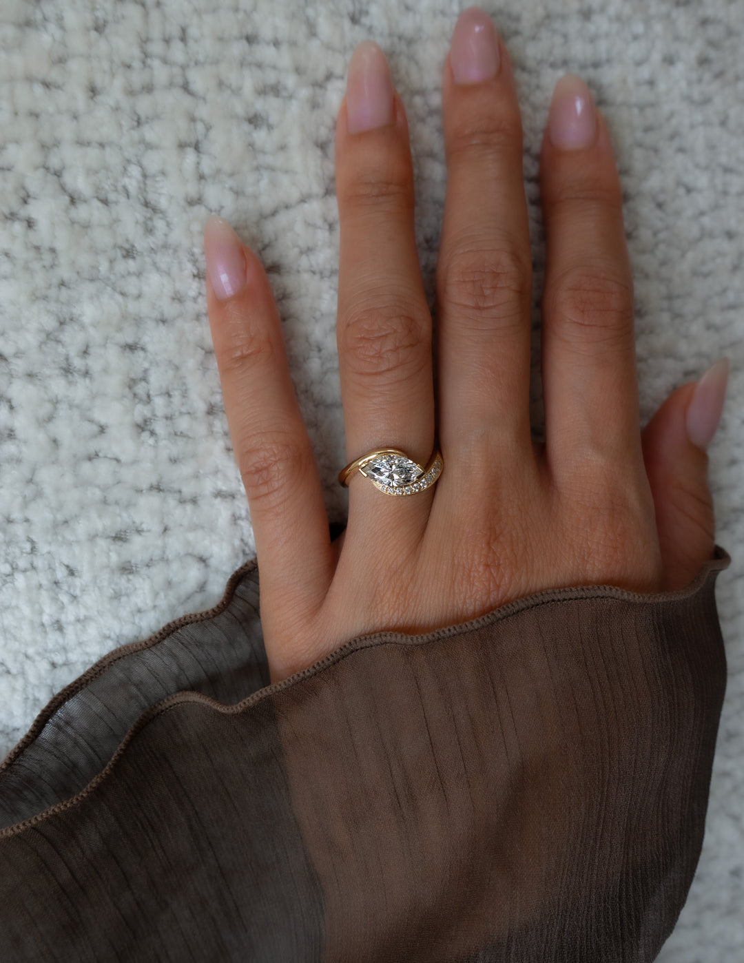 2.0CT - 4.0CT East West Marquise Lab Grown Diamond Bypass Ring | Solid Gold