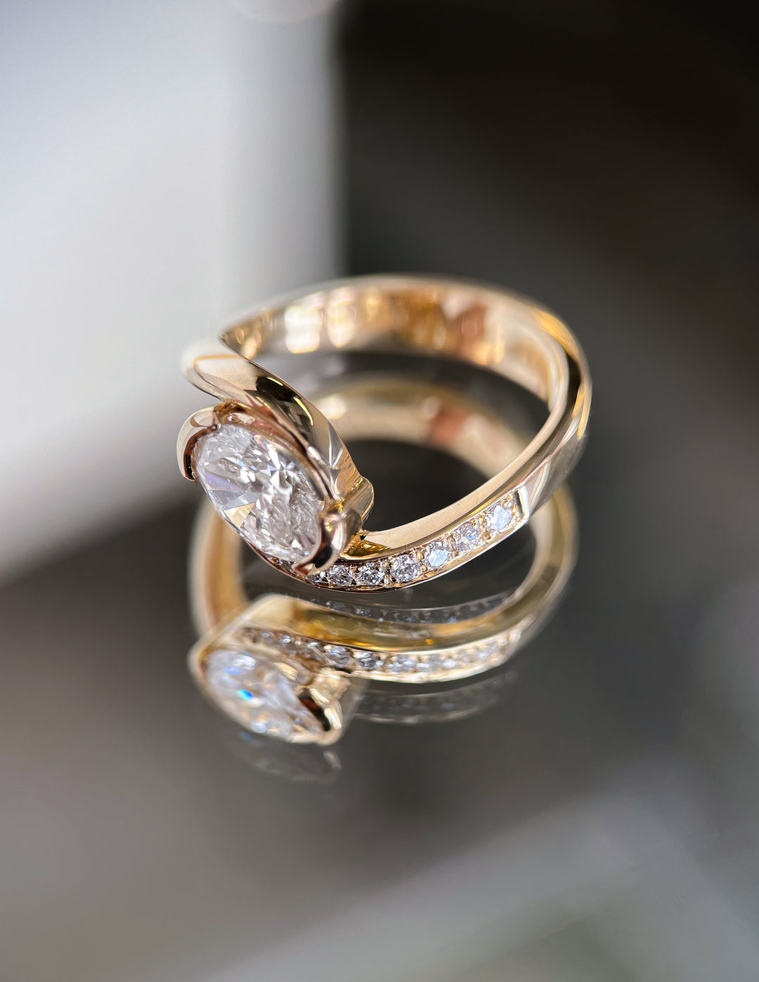 2.0CT - 4.0CT Oval Cut Lab Grown Diamond Unique Pave Set Engagement Ring