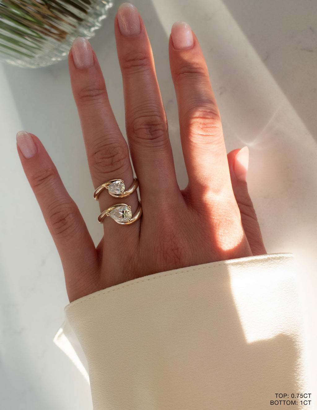 2.0CT - 4.0CT Pear Cut Unique Lab Grown Diamond Engagement Ring