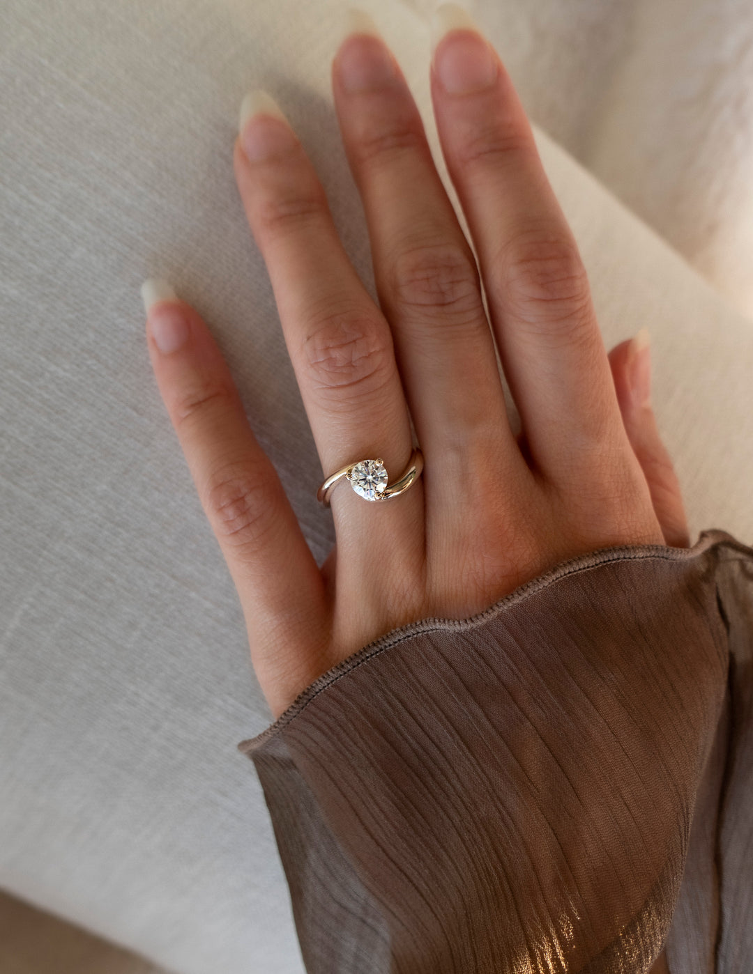 2.0CT - 4.0CT Round Cut Lab Grown Unique Diamond Bypass Band Engagement Ring