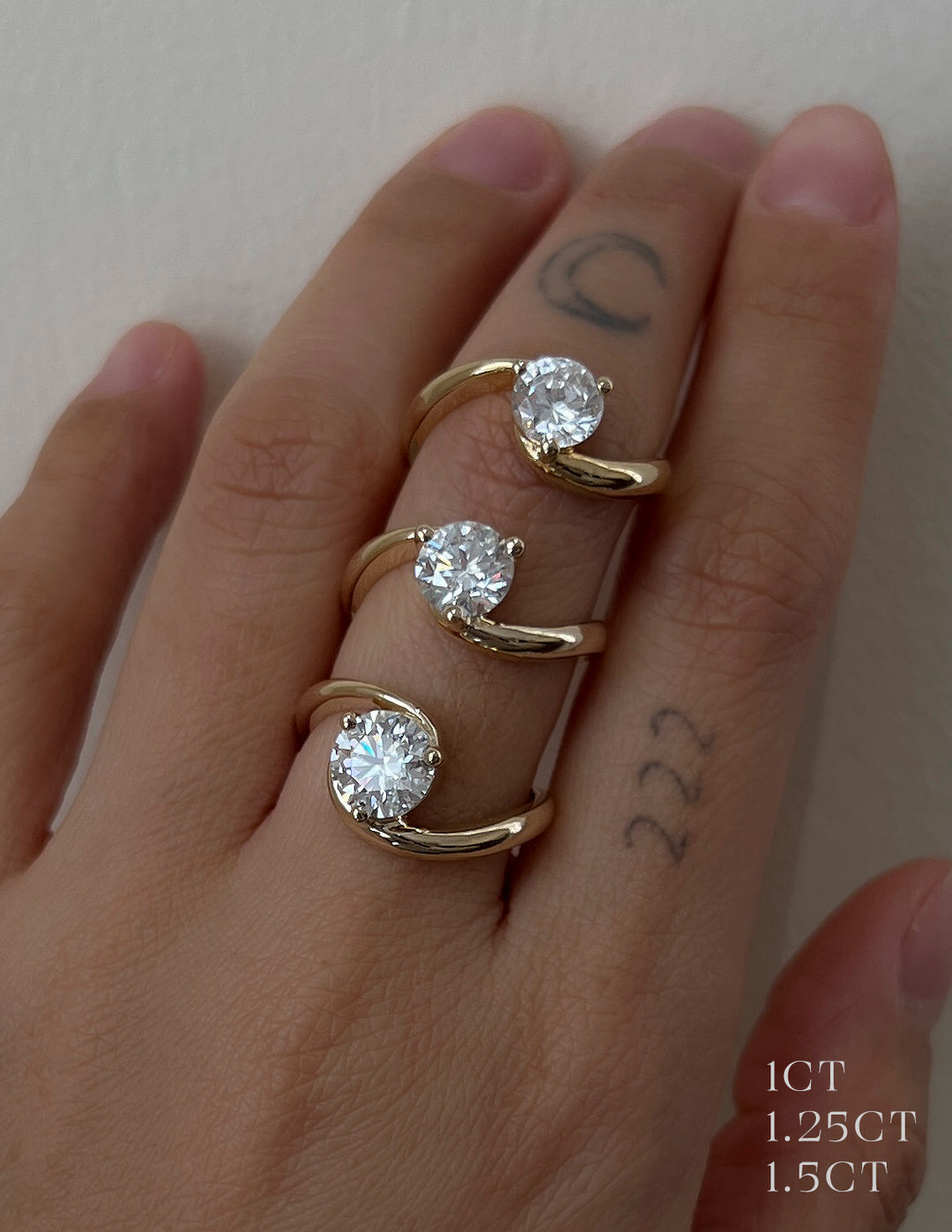 2.0CT - 4.0CT Round Cut Lab Grown Unique Diamond Bypass Band Engagement Ring