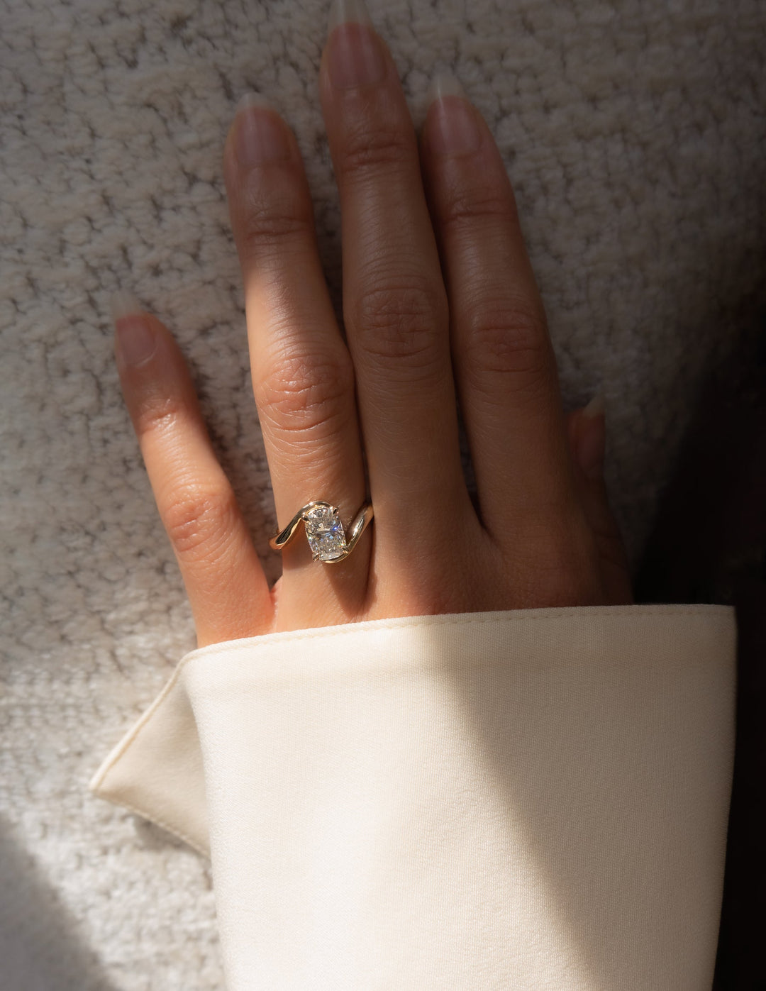 2.0CT - 4.0CT Elongated Cushion Cut Lab Grown Unique Bypass Engagement Ring