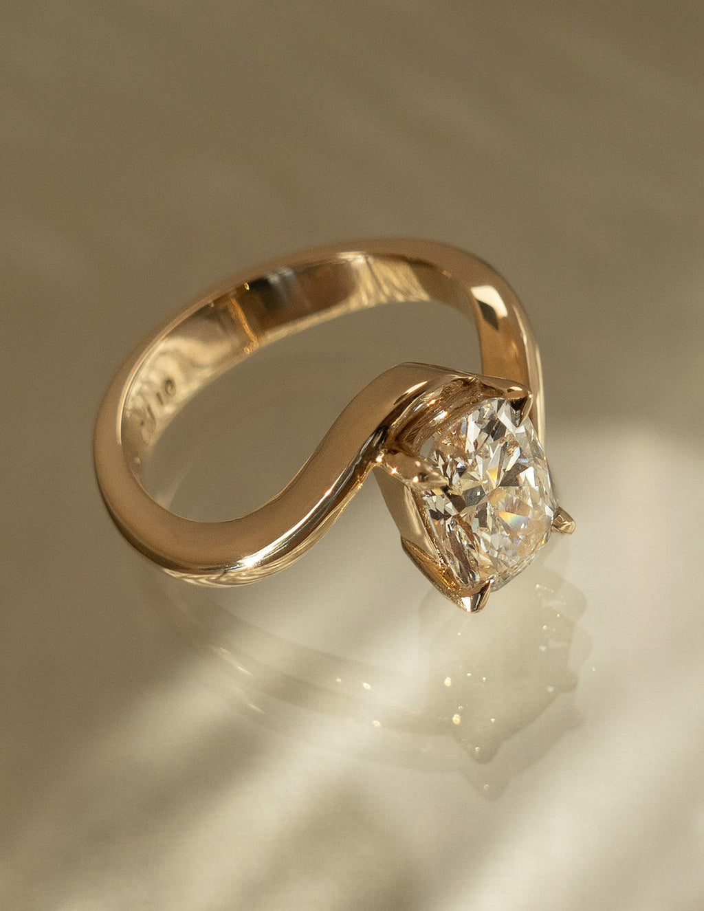 2.0CT - 4.0CT Elongated Cushion Cut Lab Grown Unique Bypass Engagement Ring