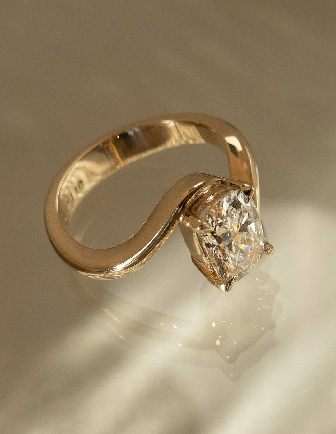 2.0CT - 4.0CT Elongated Cushion Cut Lab Grown Unique Bypass Engagement Ring