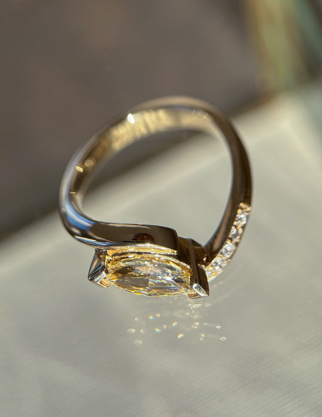 2.0CT - 4.0CT East West Marquise Yellow Lab Grown Diamond Bypass Ring