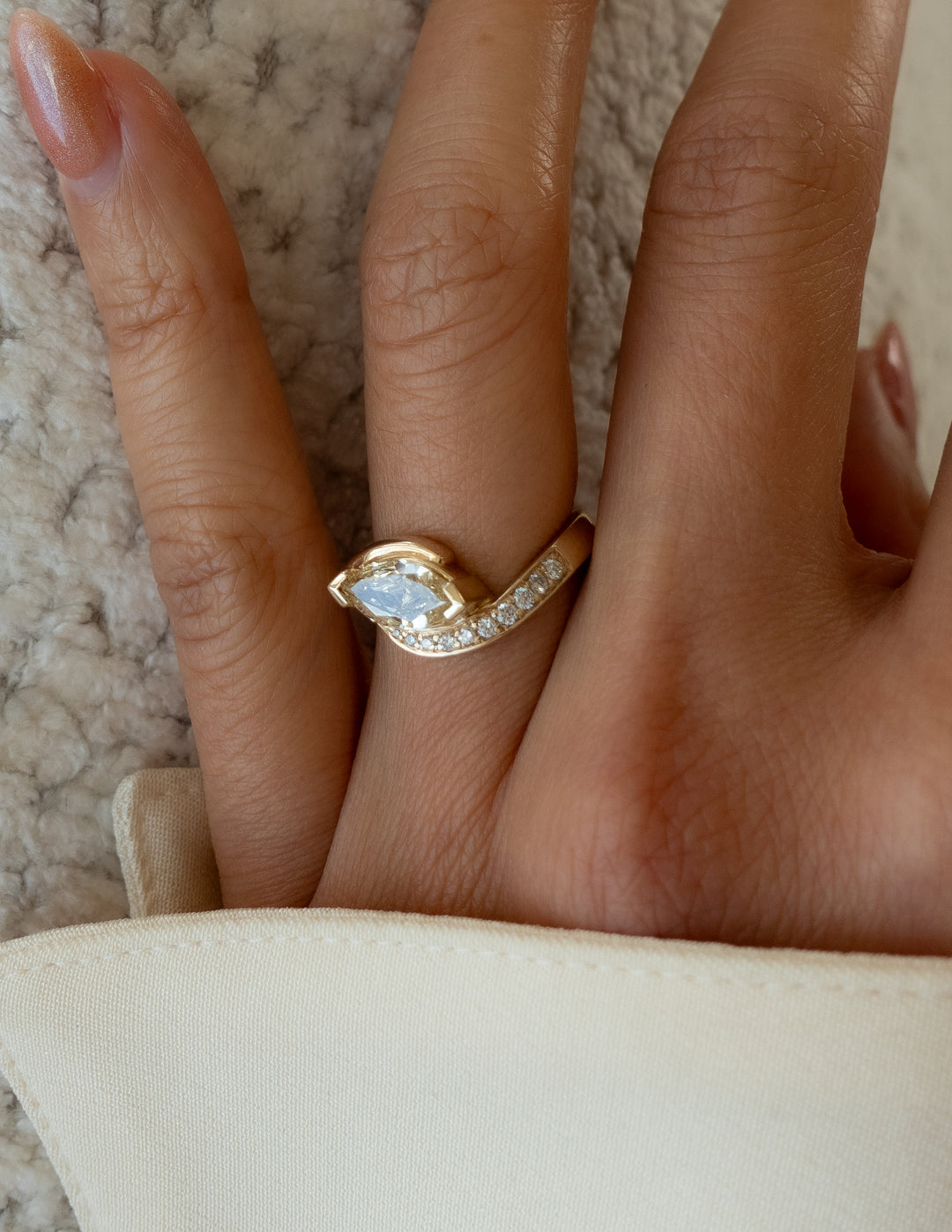 2.0CT - 4.0CT East West Marquise Yellow Lab Grown Diamond Bypass Ring