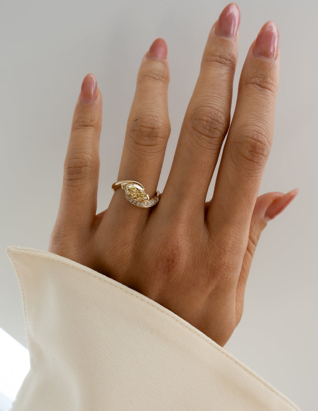 2.0CT - 4.0CT East West Marquise Yellow Lab Grown Diamond Bypass Ring