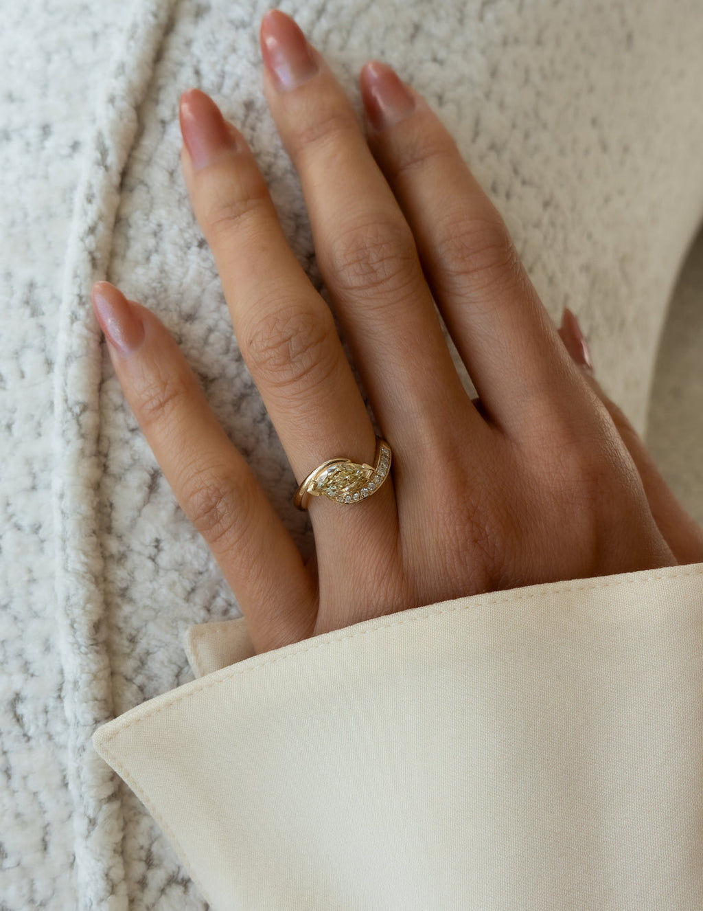 2.0CT - 4.0CT East West Marquise Yellow Lab Grown Diamond Bypass Ring