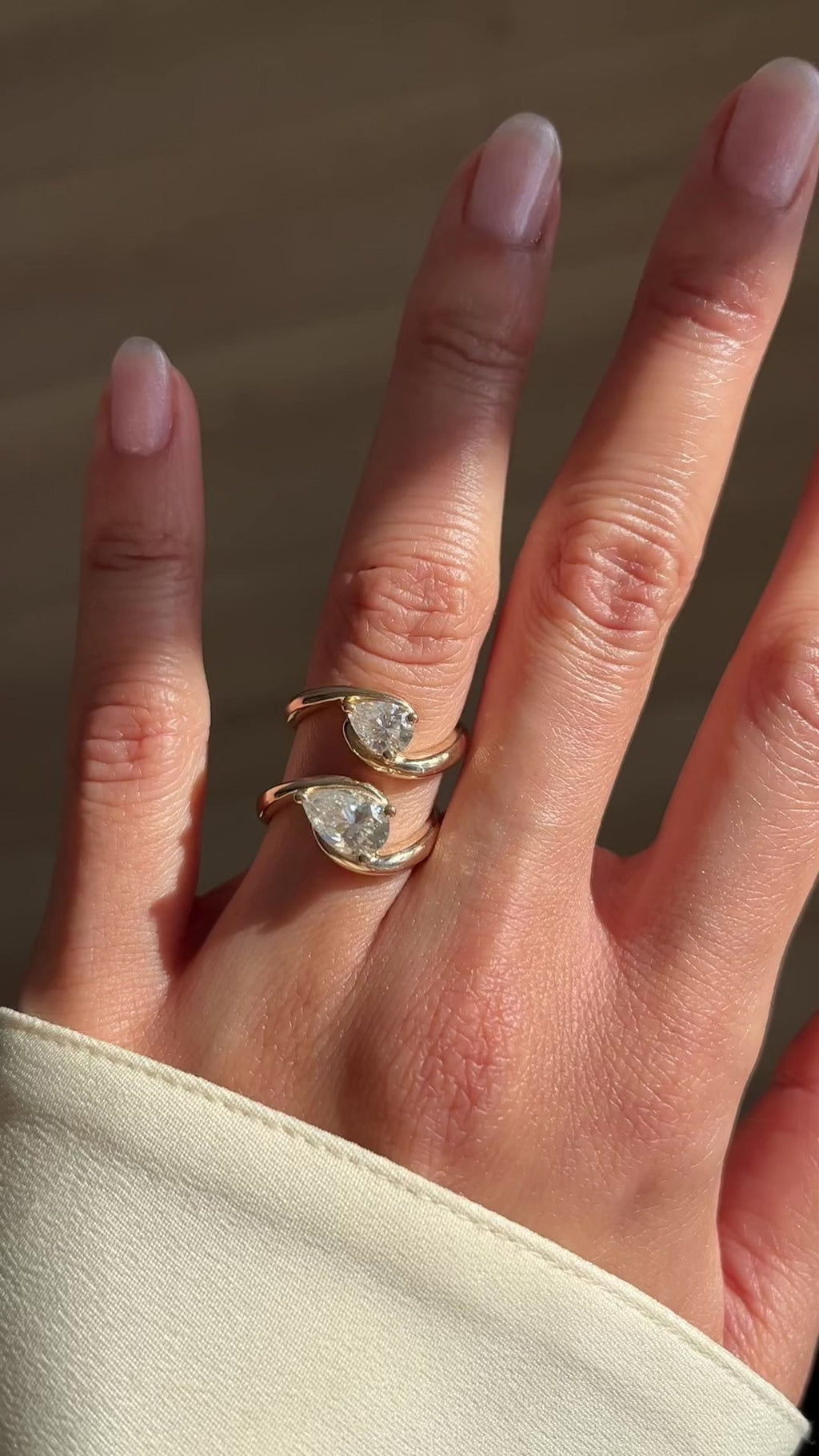 2.0CT - 4.0CT Pear Cut Unique Lab Grown Diamond Engagement Ring