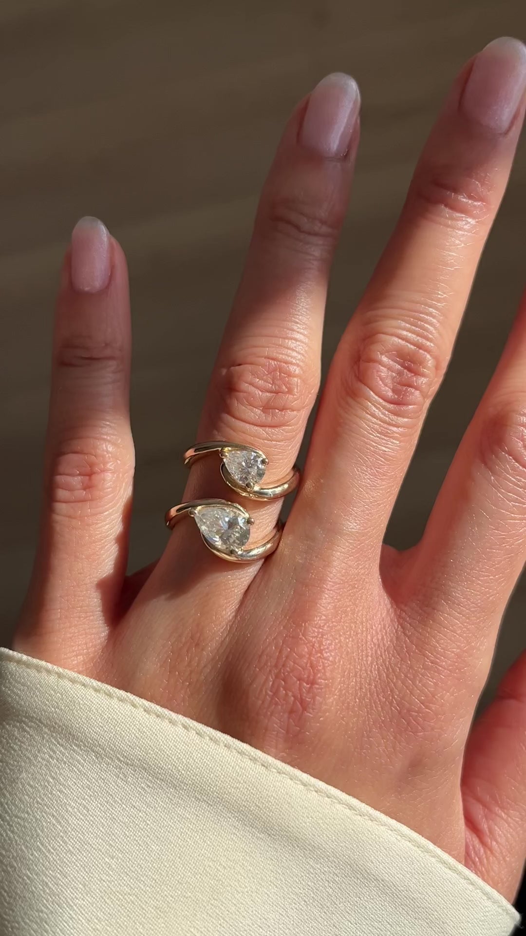 2.0CT - 4.0CT Pear Cut Unique Lab Grown Diamond Engagement Ring