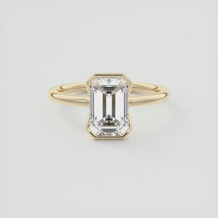 2 CT Emerald Flush Stacking Half Bezel Solitaire Moissanite Engagement Ring