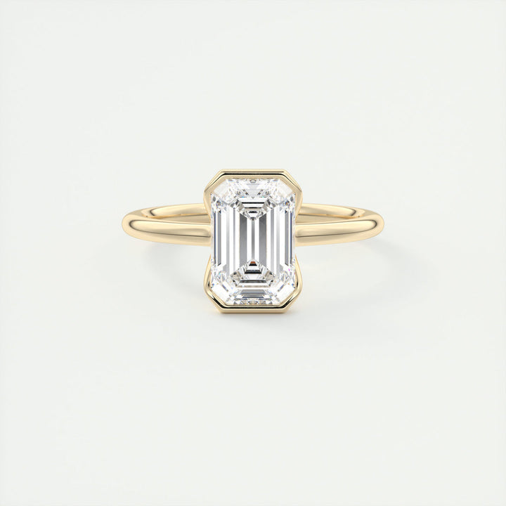 2 CT Emerald Flush Stacking Half Bezel Solitaire Moissanite Engagement Ring