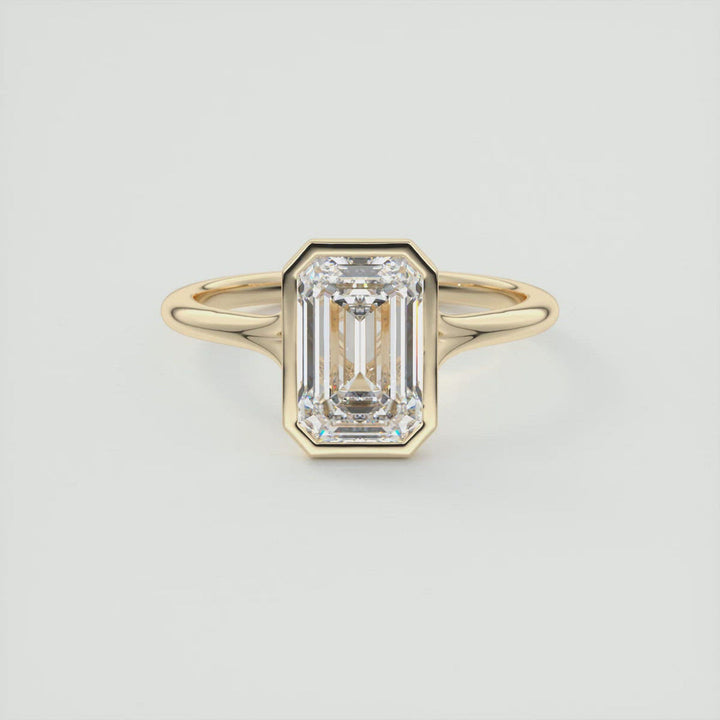 3.50 CT Split Shank Emerald Bezel Set Solitaire Engagement Ring