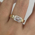 2.0CT - 4.0CT East West Emerald Cut Lab Grown Diamond Cigar Thick Band Engagement Ring