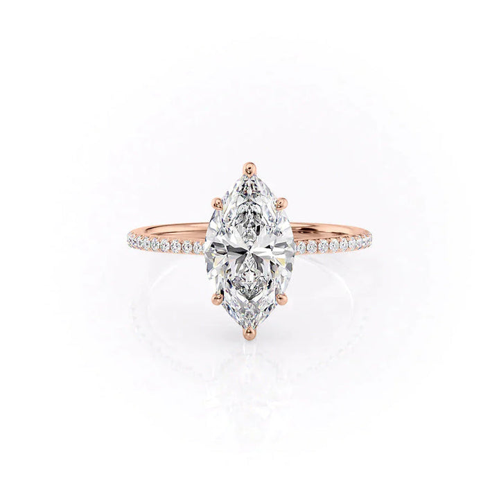 3 CT Marquise Lab Grown Pave With Halo Engagement Ring