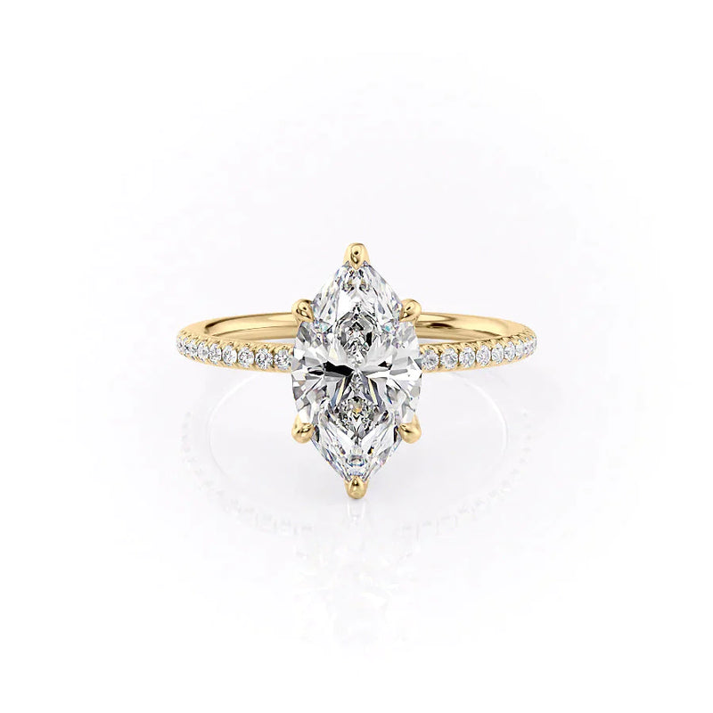 Marquise Pave Engagement Ring Lab Grown Diamond Promise Ring for Women