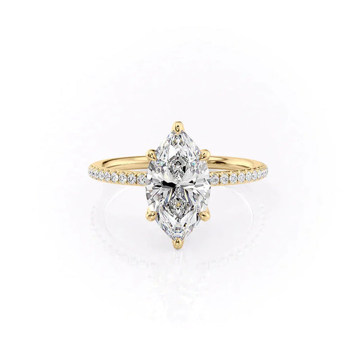 Marquise Pave Engagement Ring Lab Grown Diamond Promise Ring for Women
