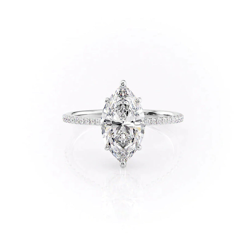 3 CT Marquise Lab Grown Pave With Halo Engagement Ring