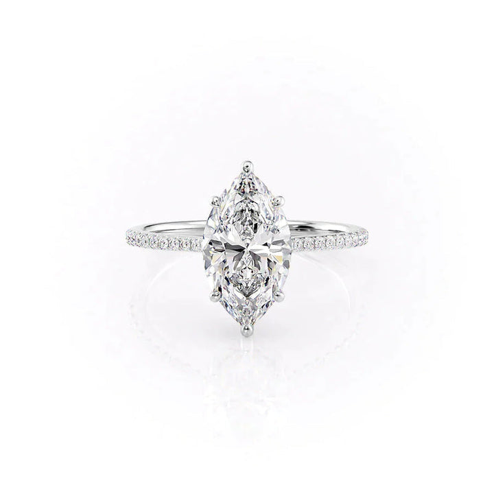 3 CT Marquise Lab Grown Pave With Halo Engagement Ring