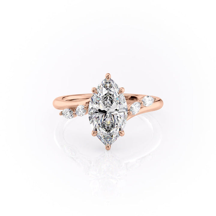 3CT Marquise Cut Lab Grown Diamond Cluster Split Band Engagement Ring Unique Anniversary Ring Gift For Her