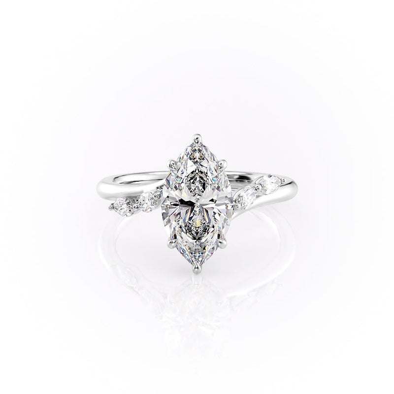 3CT Marquise Cut Lab Grown Diamond Cluster Split Band Engagement Ring Unique Anniversary Ring Gift For Her