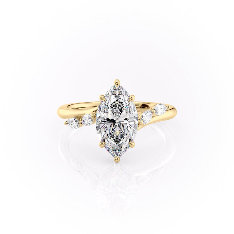 3CT Marquise Cut Lab Grown Diamond Cluster Split Band Engagement Ring Unique Anniversary Ring Gift For Her