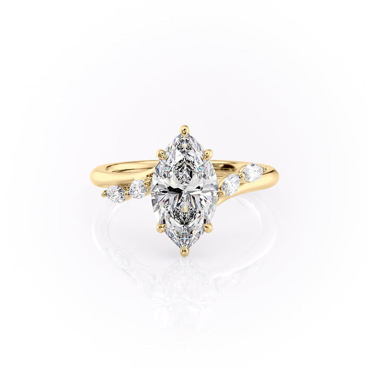 3CT Marquise Cut Lab Grown Diamond Cluster Split Band Engagement Ring Unique Anniversary Ring Gift For Her