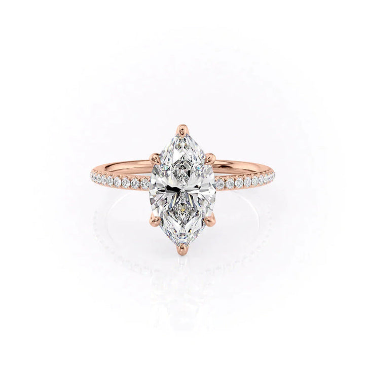 Marquise Pave Engagement Ring Lab Grown Diamond Promise Ring for Women