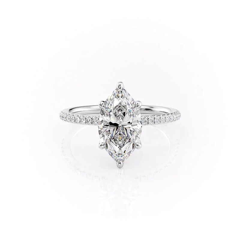 Marquise Pave Engagement Ring Lab Grown Diamond Promise Ring for Women