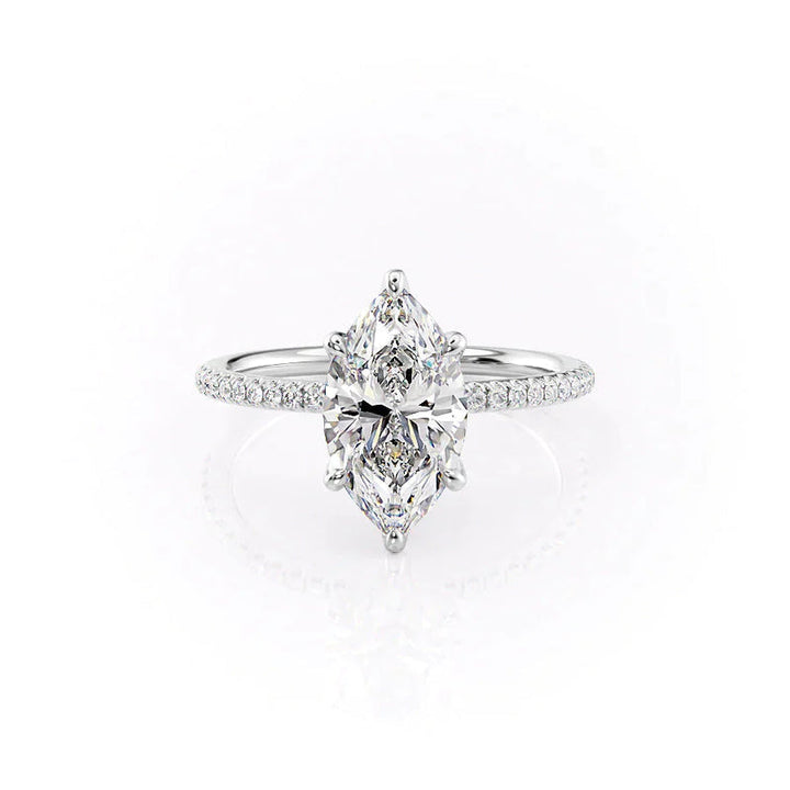 Marquise Pave Engagement Ring Lab Grown Diamond Promise Ring for Women
