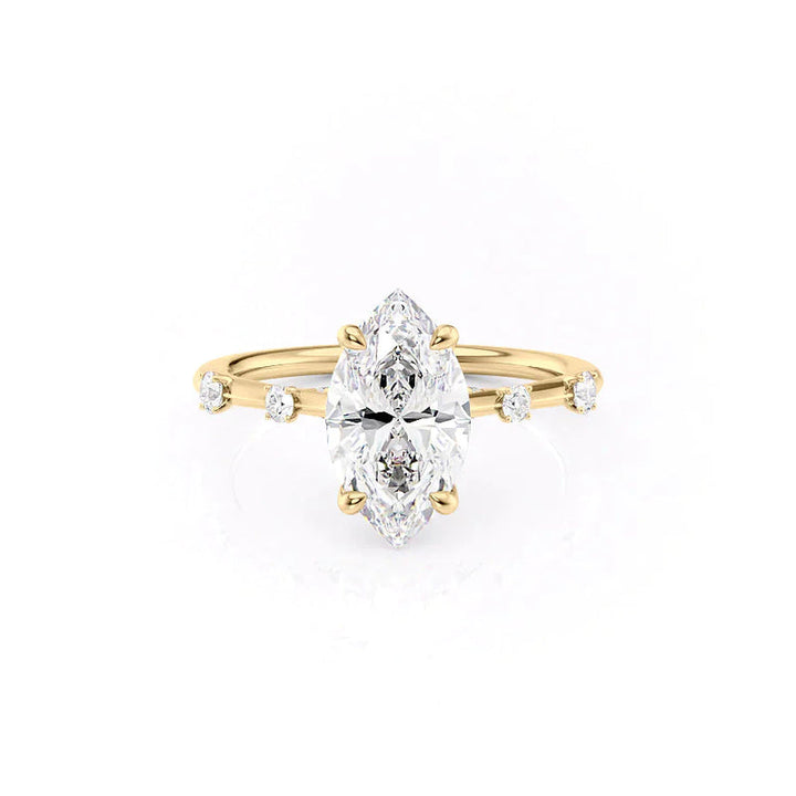 Unique 2 CT Marquise Lab Grown Distance Pave Engagement Ring