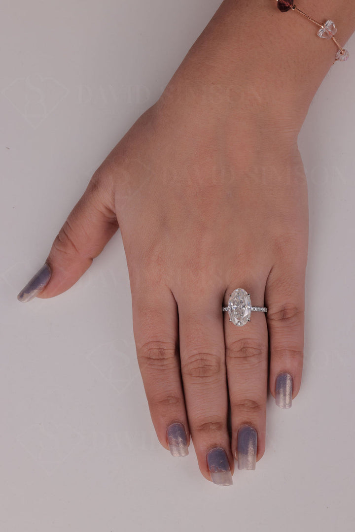 2.50 CT Oval Cut Hidden Halo Moissanite Engagement Ring