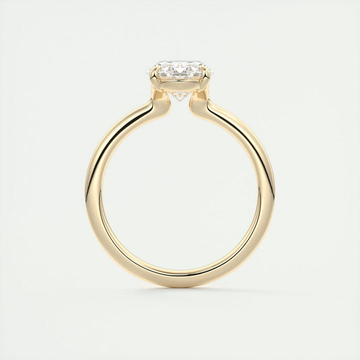 2 CT Oval Flush Stacking Low Profile Solitaire Moissanite Engagement Ring