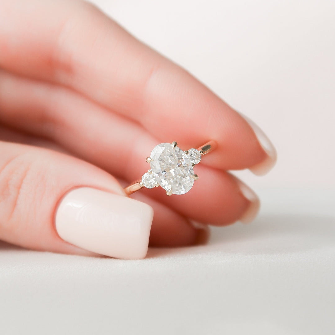 2.50 CT Oval Cut Three Stone Moissanite Diamond Engagement Ring
