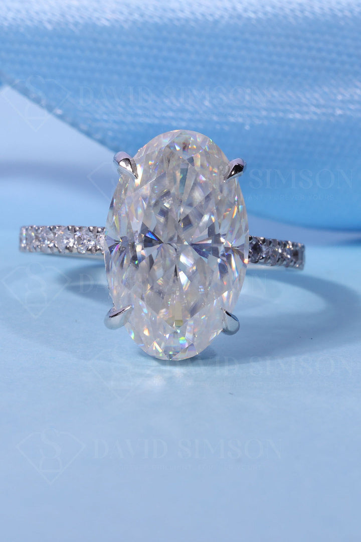 2.50 CT Oval Cut Hidden Halo Moissanite Engagement Ring