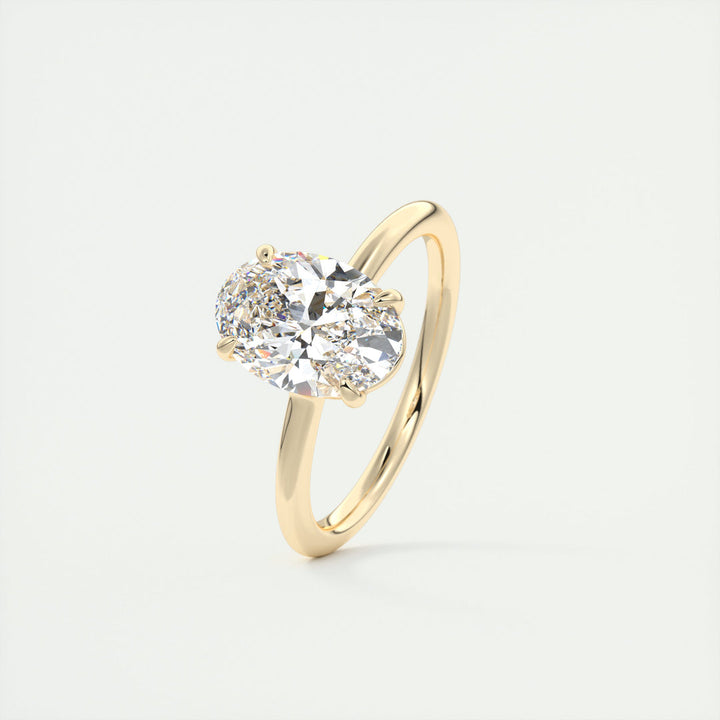 2 CT Oval Flush Stacking Low Profile Solitaire Moissanite Engagement Ring